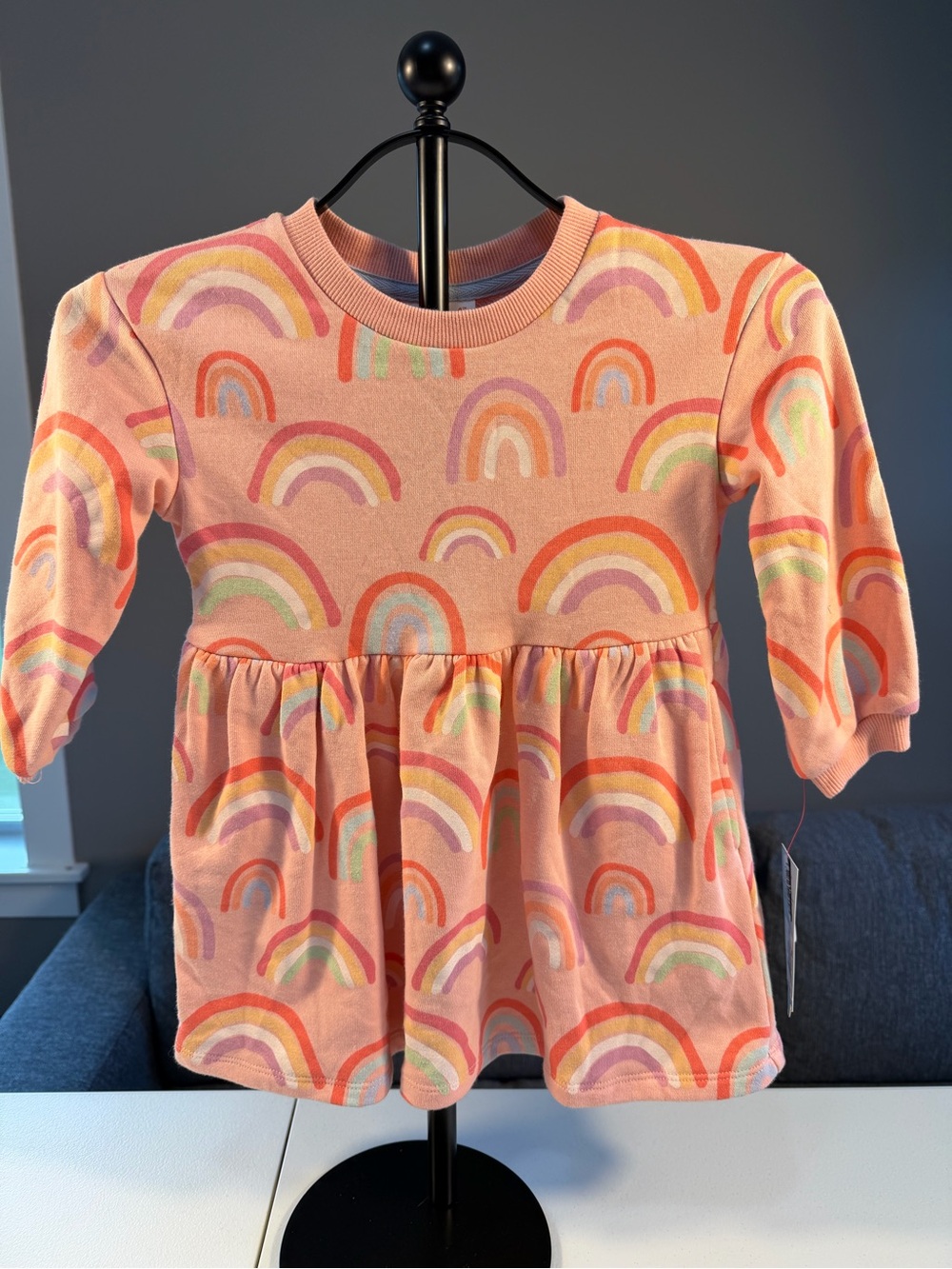 NWT Cat & Jack Girls 2T Pink Rainbow Long Sleeve Dress